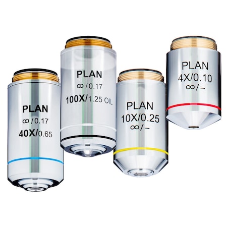 Amscope Infinity Plan Objective Lens Set 4X 10X 40X 100X PAX-INF
